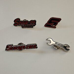 4 Snap-On Tools Lapel Pins Lot Wrench Brand Logo Red Silver